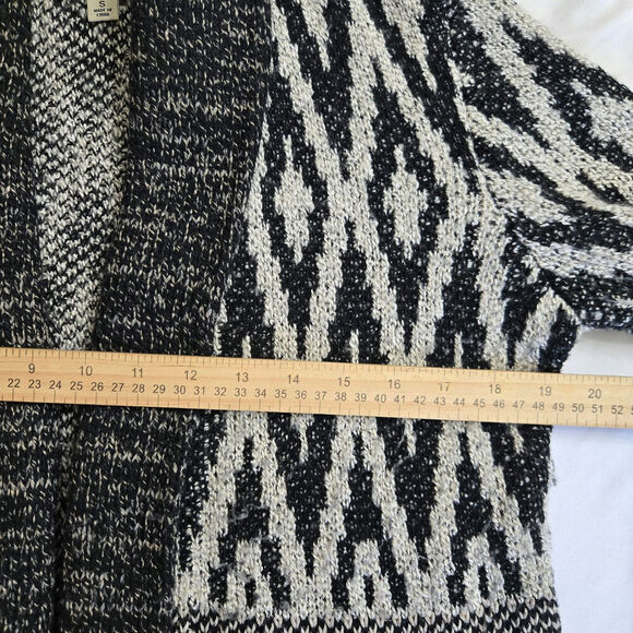 Lucky Brand Wool Blend Cardigan Small Shawl Collar Mixed Media Knit Open Front - Picture 11 of 12